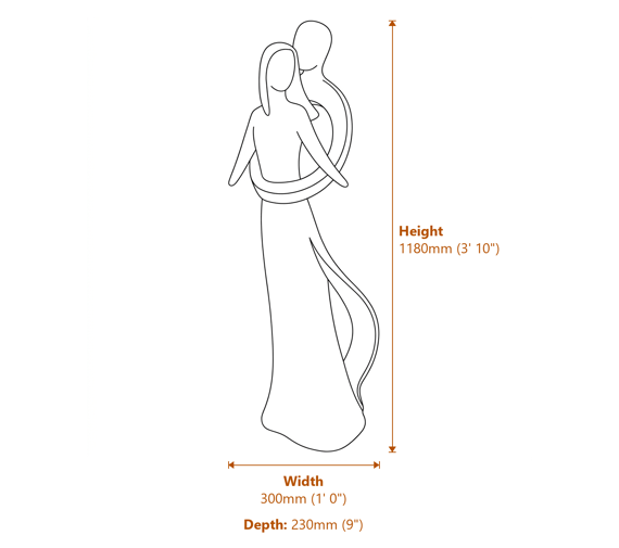 Extra Large Infinite Love Garden Statue Dimensions Diagram
