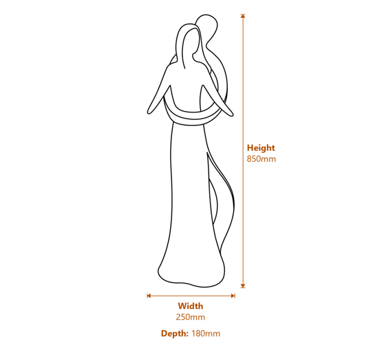 Infinite Love Garden Statue in Verdigris Dimensions Diagram
