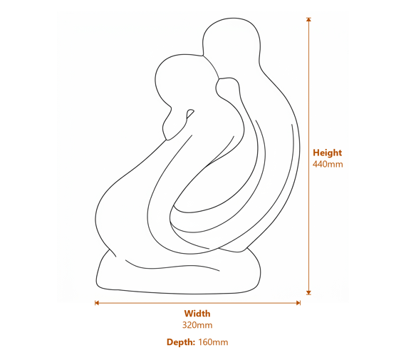 Kiss Garden Statue Dimensions Diagram