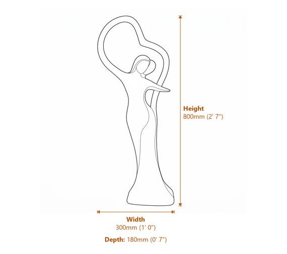 True Love Garden Statue Dimensions Diagram