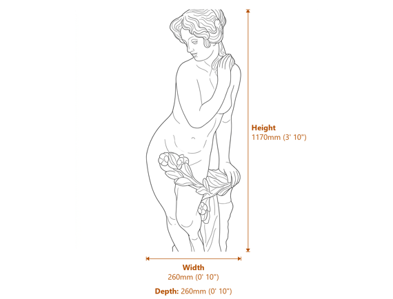 Grecian Girl Garden Statue Dimensions Diagram