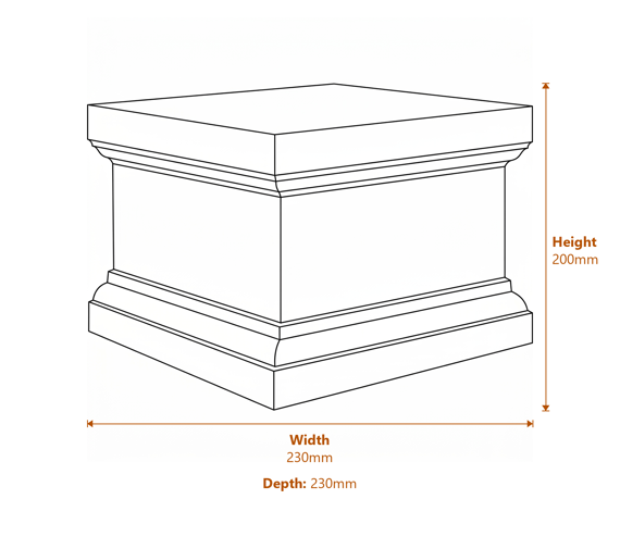 Small Victorian Plinth in White Dimensions Diagram