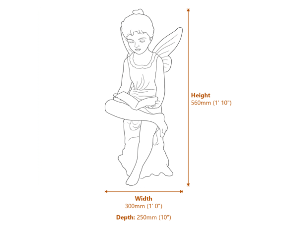 Reading Fairy Garden Ornament Dimensions Diagram