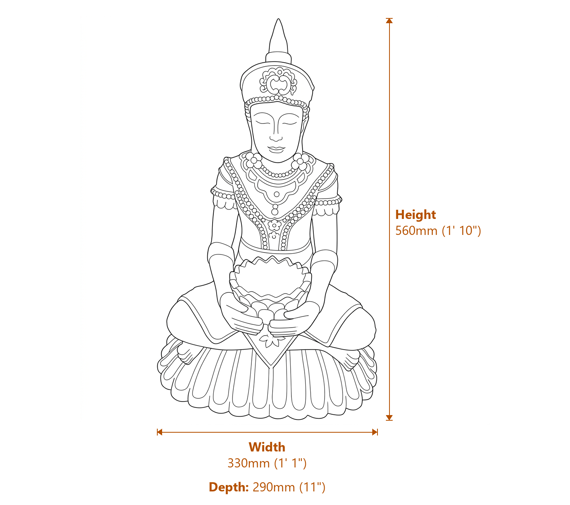 Cham Princess  Garden Ornament Dimensions Diagram