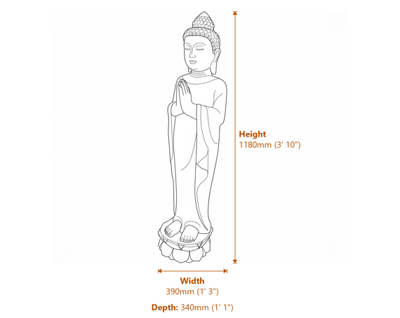 Champa Princess  Garden Ornament Dimensions Diagram