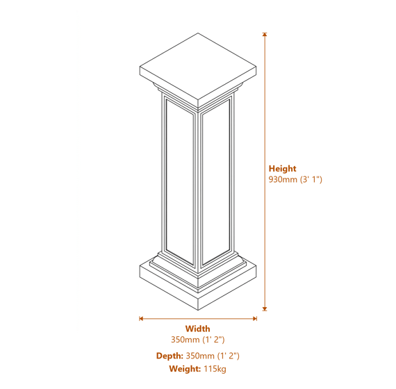 Athenian Stone Garden Pedestal Dimensions Diagram