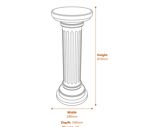 Brighton Column Stone Garden Pedestal Dimensions Diagram