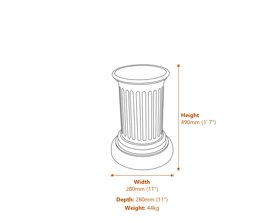 Doric Column Stone Garden Pedestal Dimensions Diagram