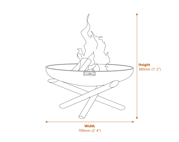 Cook King Indiana 70cm Fire Bowl Dimensions Diagram