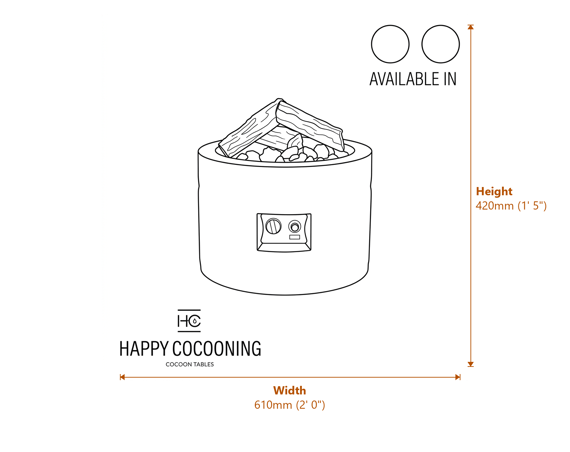 Happy Cocoon 61cm Round Black Fire Pit Dimensions Diagram