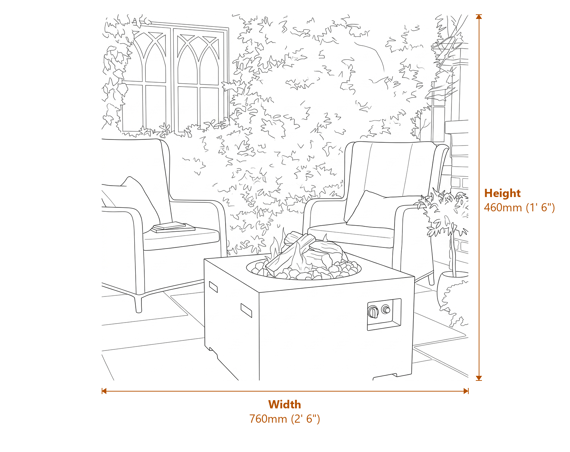 Happy Cocoon 76cm Square Black Fire Pit Dimensions Diagram