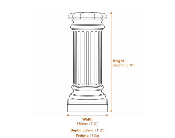 Oxford Stone Column Garden Pedestal Dimensions Diagram