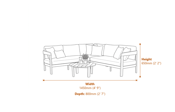 Norfolk Collection Leno Lounge Corner Set Dimensions Diagram