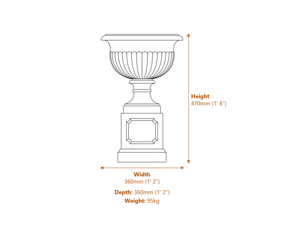 Regency Stone Garden Pedestal Dimensions Diagram