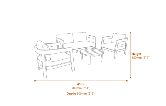 Norfolk Collection Leno Lounge Set Dimensions Diagram