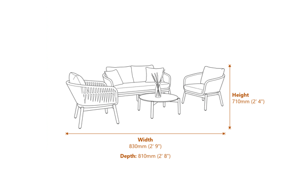 Norfolk Collection Modesto Lounge Set Dimensions Diagram
