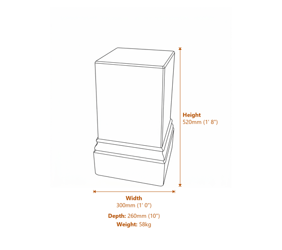 Vienna Stone Garden Pedestal Dimensions Diagram