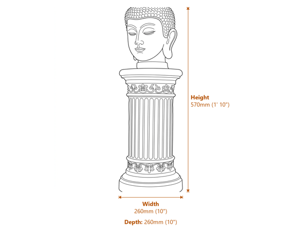 Stone Buddha Head Statue Dimensions Diagram