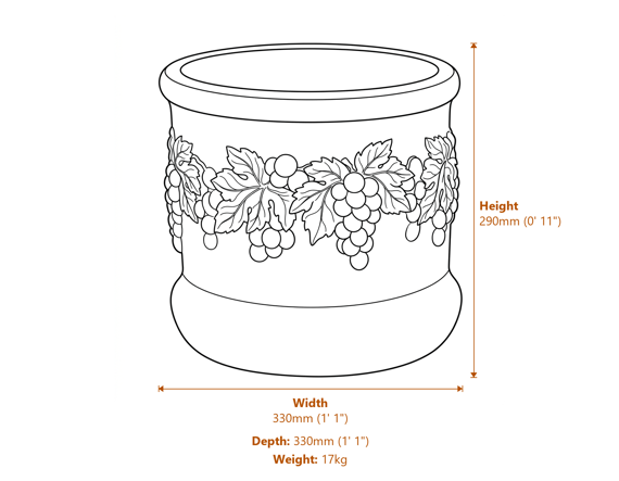 Vienna Vitus Stone Garden Vase Dimensions Diagram