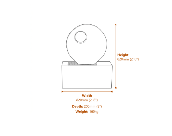 Viewpoint Stone Fountain Dimensions Diagram