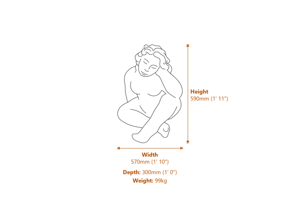 Seated Gaia Stone Statue Dimensions Diagram