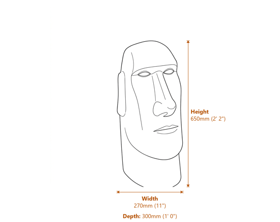 Stone Moai Head Statue Dimensions Diagram