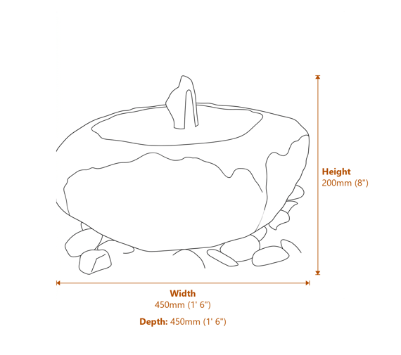 Babbling Natural Stone Water Feature Dimensions Diagram