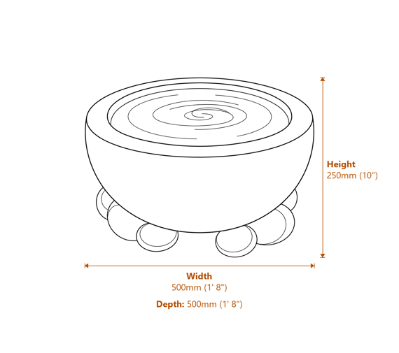 Babbling Urn Rainbow Sandstone Water Feature Dimensions Diagram