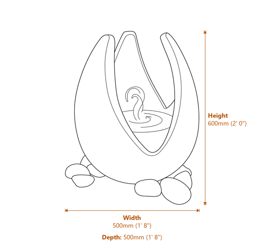 Large Babbling Lily Rainbow Sandstone Water Feature Dimensions Diagram