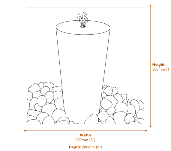 Small Rainbow Sandstone Round Column Water Feature Dimensions Diagram