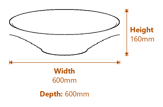Large Babbling Bowl Rainbow Sandstone Water Feature Dimensions Diagram