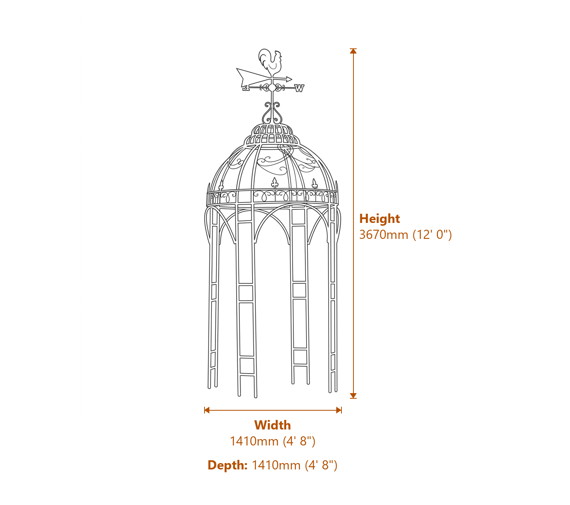Cockerell Metal Garden Gazebo Dimensions Diagram