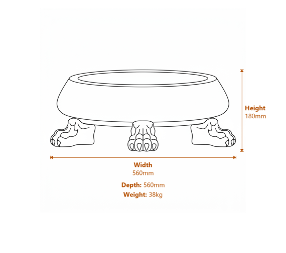 Georgian Stone Birdbath Dimensions Diagram