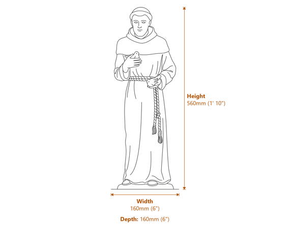 The Friar Stone Statue Dimensions Diagram