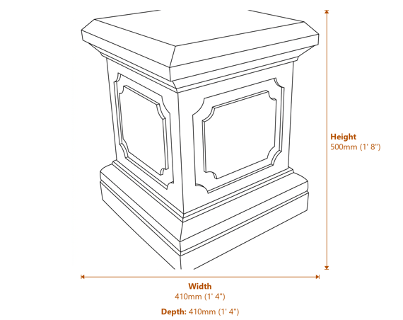 Roman Stone Garden Pedestal Dimensions Diagram