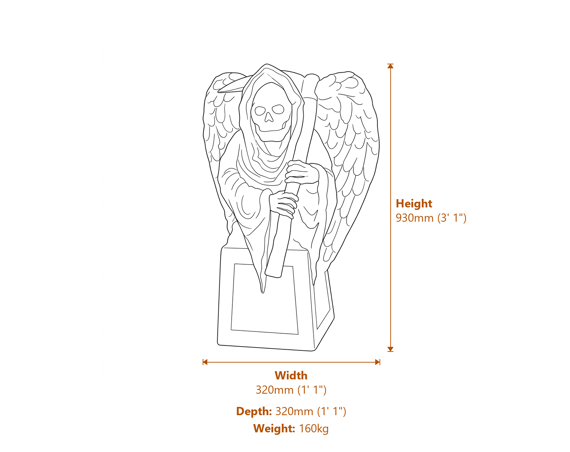 Macabre Stone Garden Statue Dimensions Diagram
