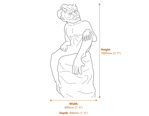 Devil Stone Garden Statue Dimensions Diagram