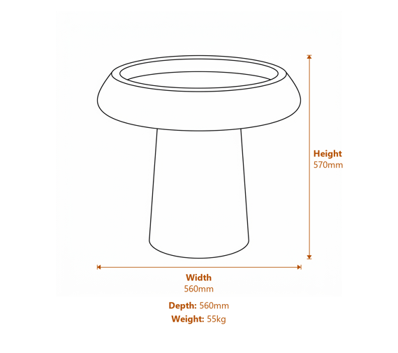 Pure Stone Birdbath Dimensions Diagram