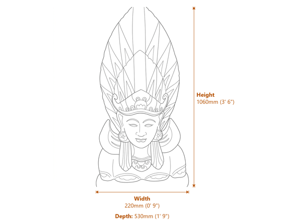 Sungod Stone Garden Statue Dimensions Diagram