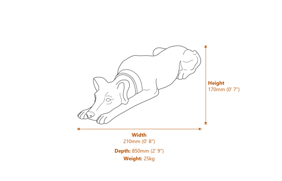 Resting Whippet Garden Statue Dimensions Diagram