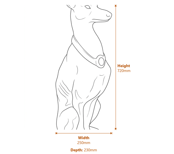 Egyptian Tomb Dog Dimension Diagram Showing Height Width and Depth