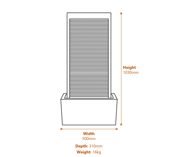 Stoic Falls Water Feature Dimensions Diagram