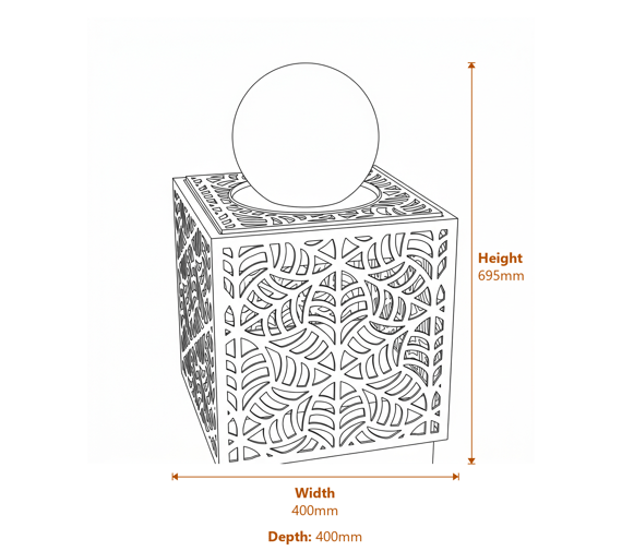 Gilded Cascade Water Feature with LEDS  Dimensions Diagram