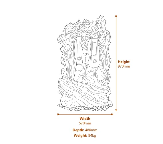 Redwood Self Contained Water Feature Dimensions Diagram