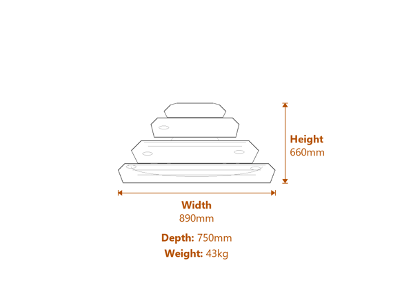Como Falls Self Contained Water Feature Dimensions Diagram