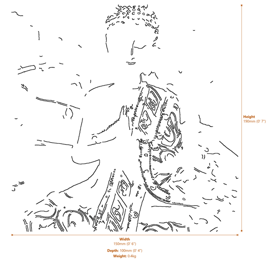 Bronzed Thai Buddha Garden Ornament Dimensions Diagram