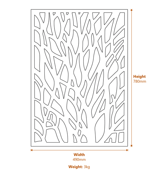 Wild Branches Steel Decorative Garden Screen 0.7m Dimensions Diagram