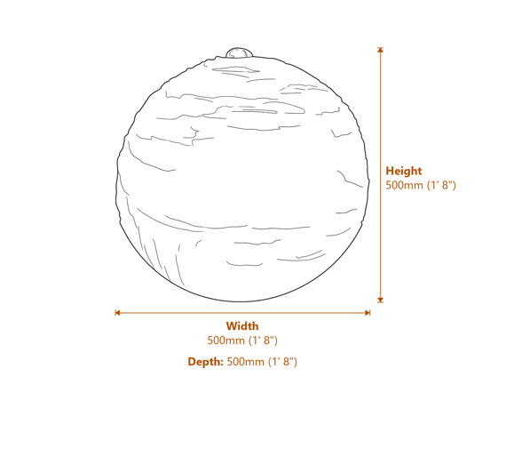 Slate Sphere Garden Water Feature 50cm Dimensions Diagram