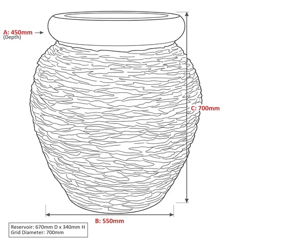 Slate Urn Garden Water Feature Dimensions Diagram