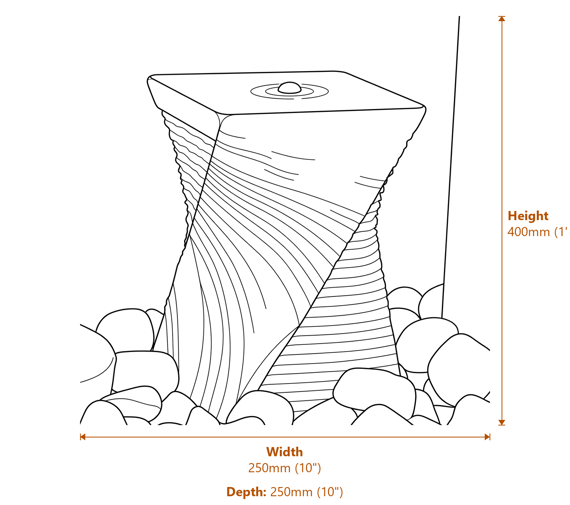 Chubby Twisted Column Sandstone Water Feature Dimensions Diagram